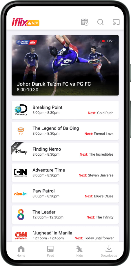 iflix 3.0 Live TV EPG on Android mobile