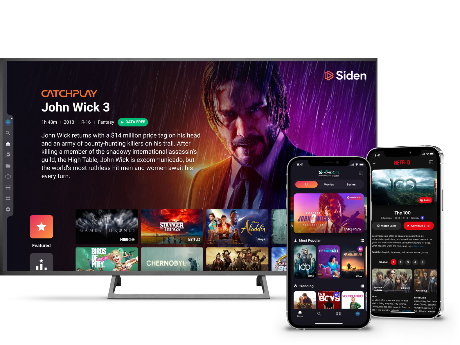 Siden app on Android TV and iPhone