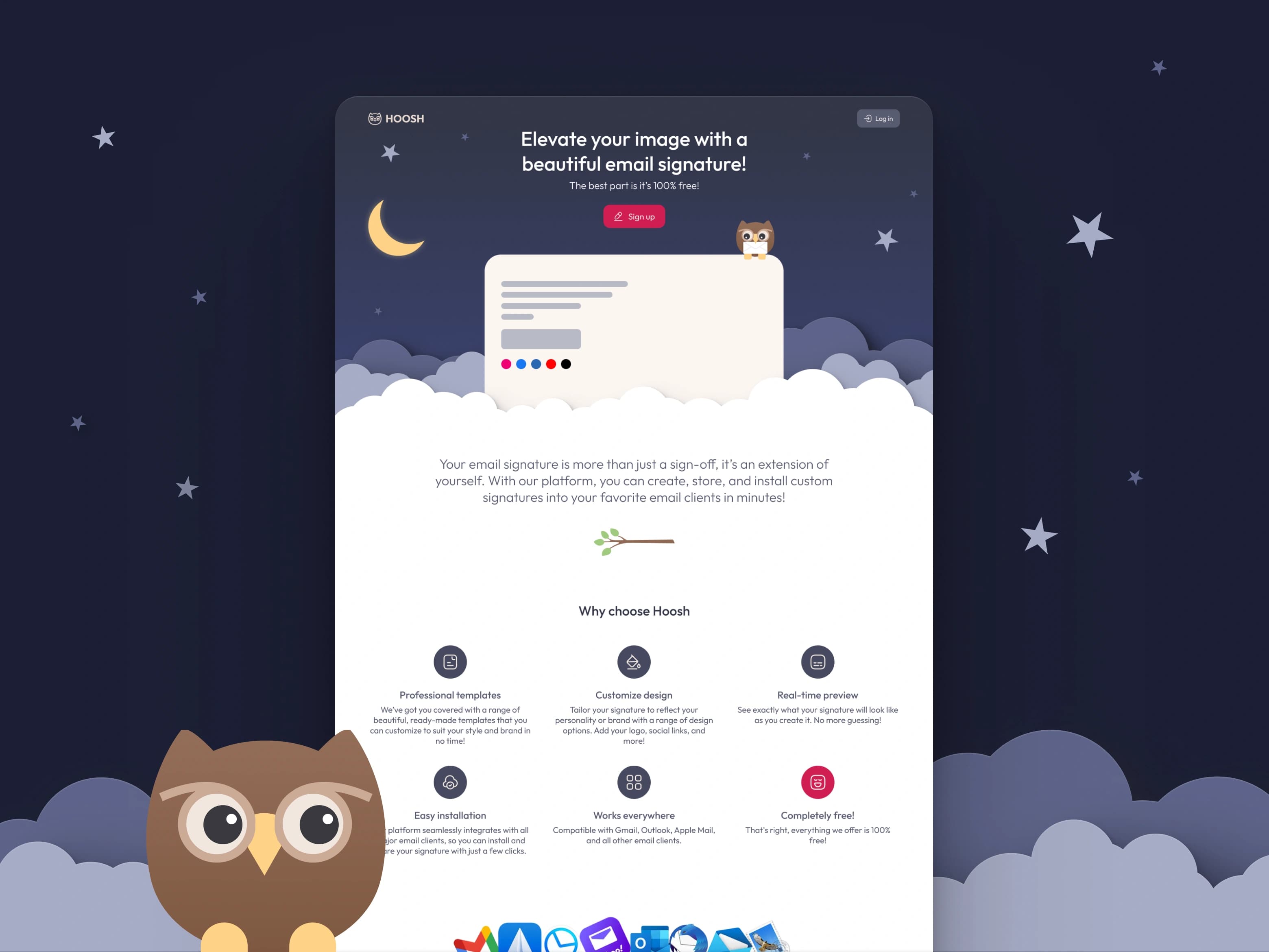 Hoosh marketing site and brand system