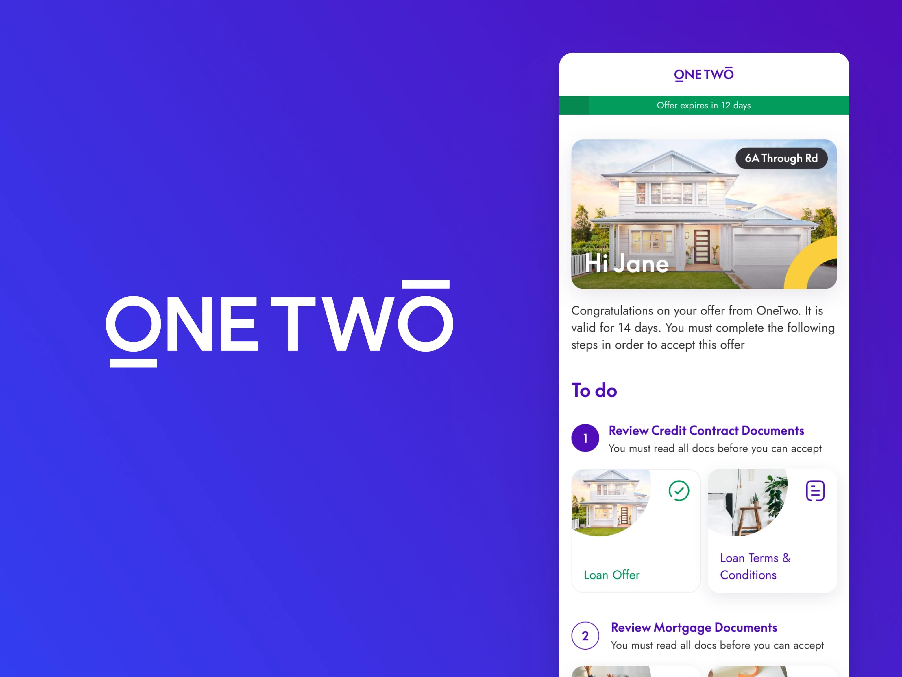 OneTwo home-loan offer and task experience