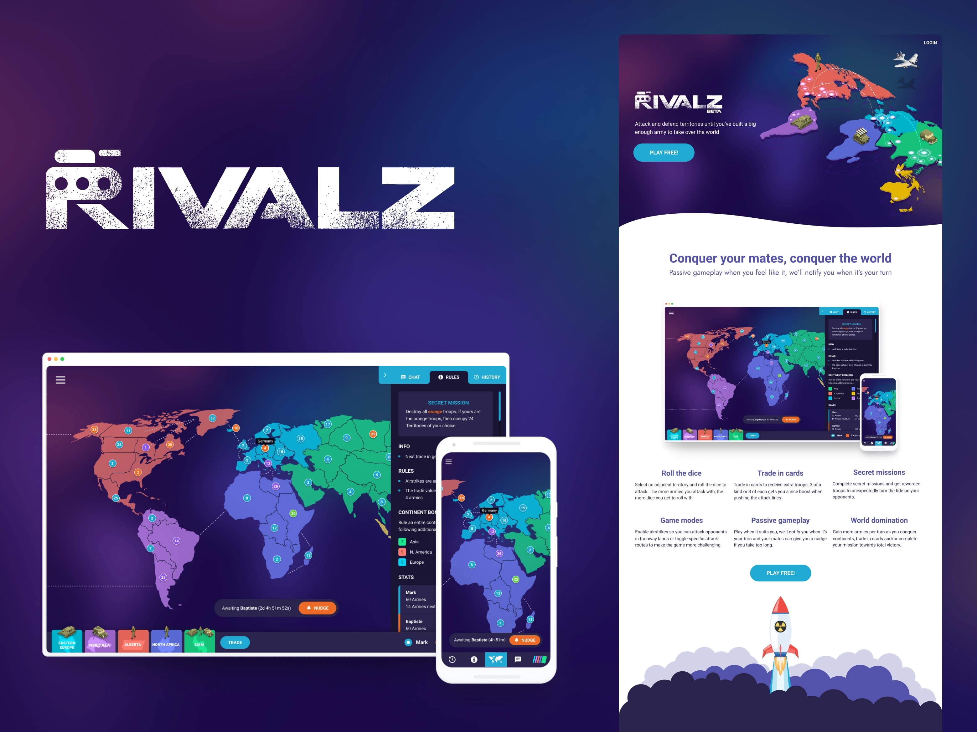 Rivalz brand and responsive strategy game